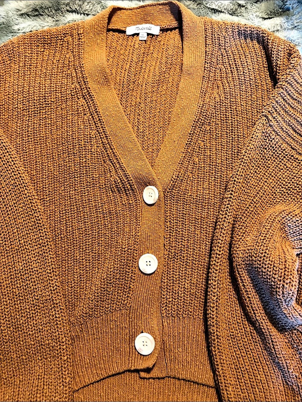Madewell Knit Cardigan in Burnt Orange/Brown XL Like New